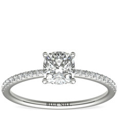 Petite Micropavé Diamond Engagement Ring in Platinum (0.09 ct. tw.)